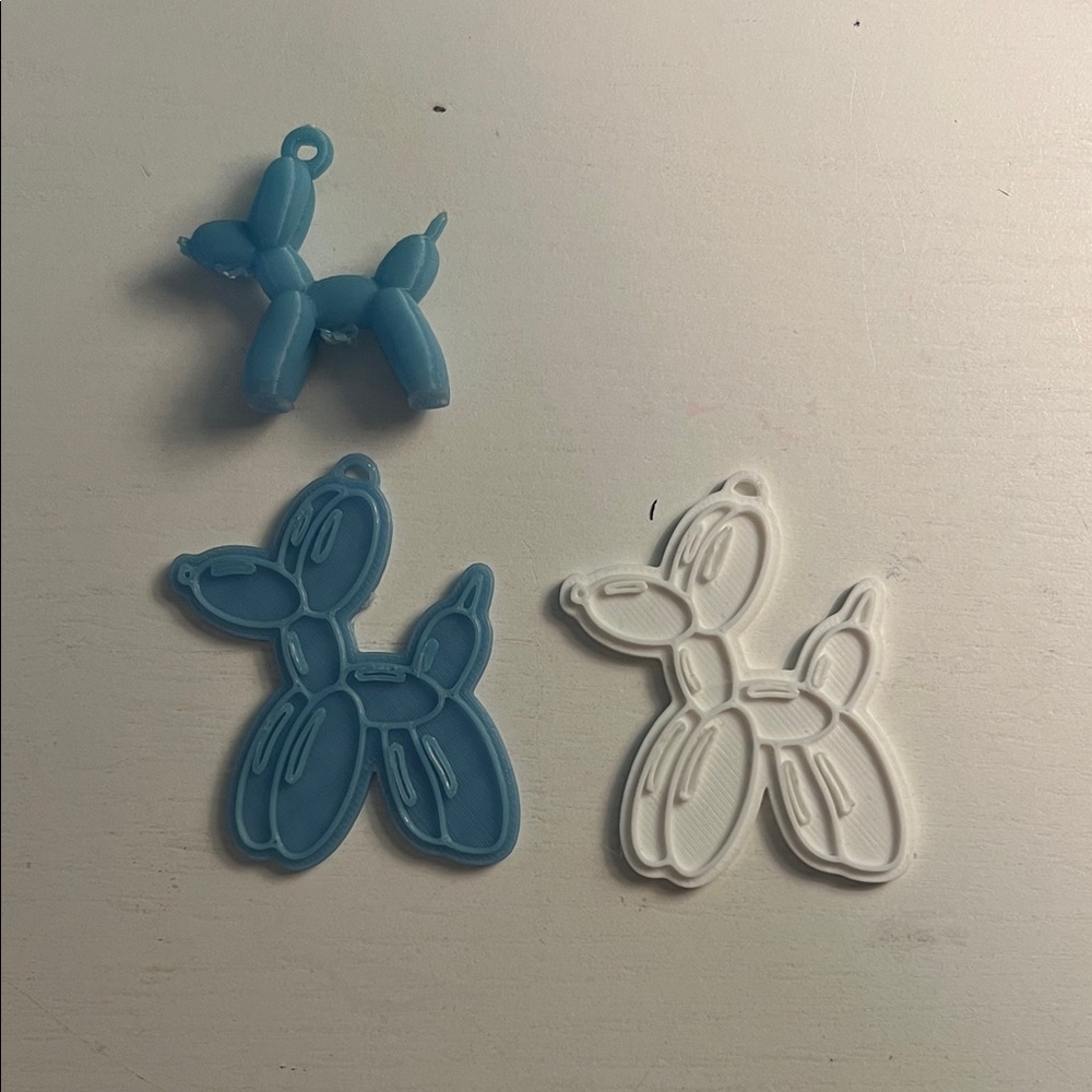 Balloon Dog keychains- Blue & White Plastic Keychain 3 Pieces